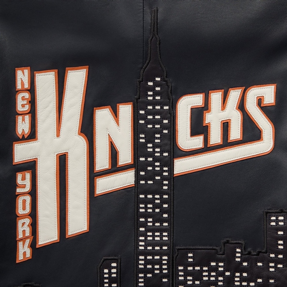 Kith for the New York Knicks Leather Moto Jacket Nocturnal City Skyline Size XL - Picture 7 of 11
